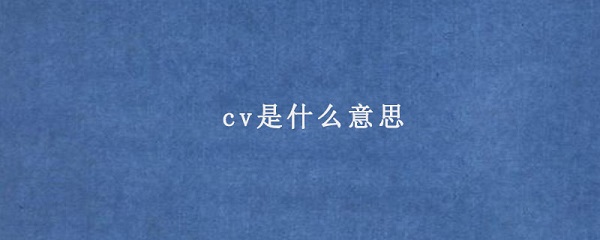 cv是什么意思