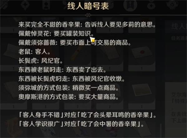 原神多莉接头暗号答案
