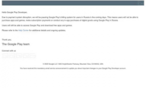 Google Play将关停俄罗斯应用商店支付系统