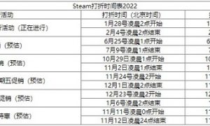 steam打折时间表2022 steam打折时间表2022有什么