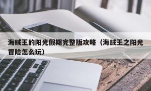 海贼王的阳光假期完整版攻略（海贼王之阳光冒险怎么玩）